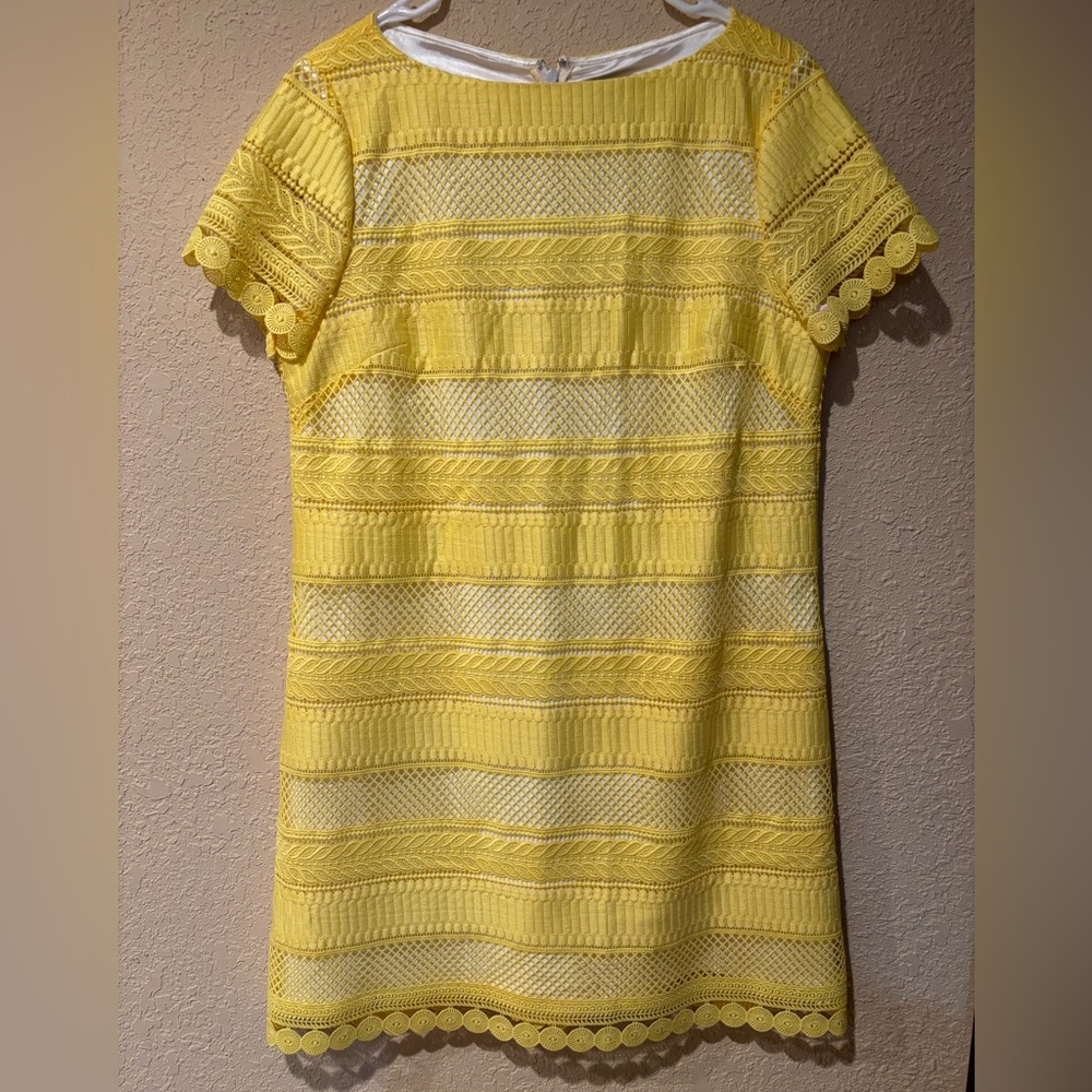 Yellow Ruffled Tiered Mini Dress by Tahari
